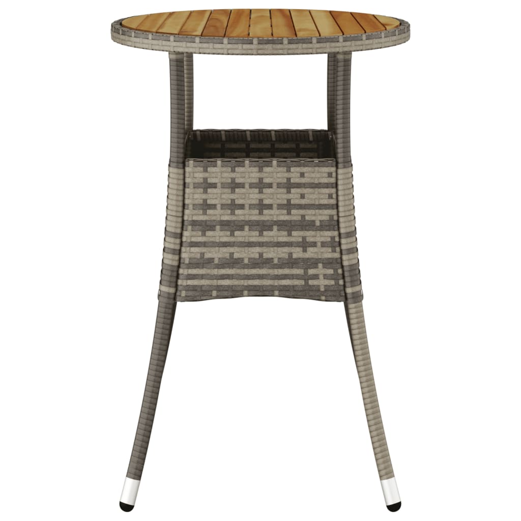 vidaXL Tuintafel Ø60x75 cm acaciahout en poly rattan zwart