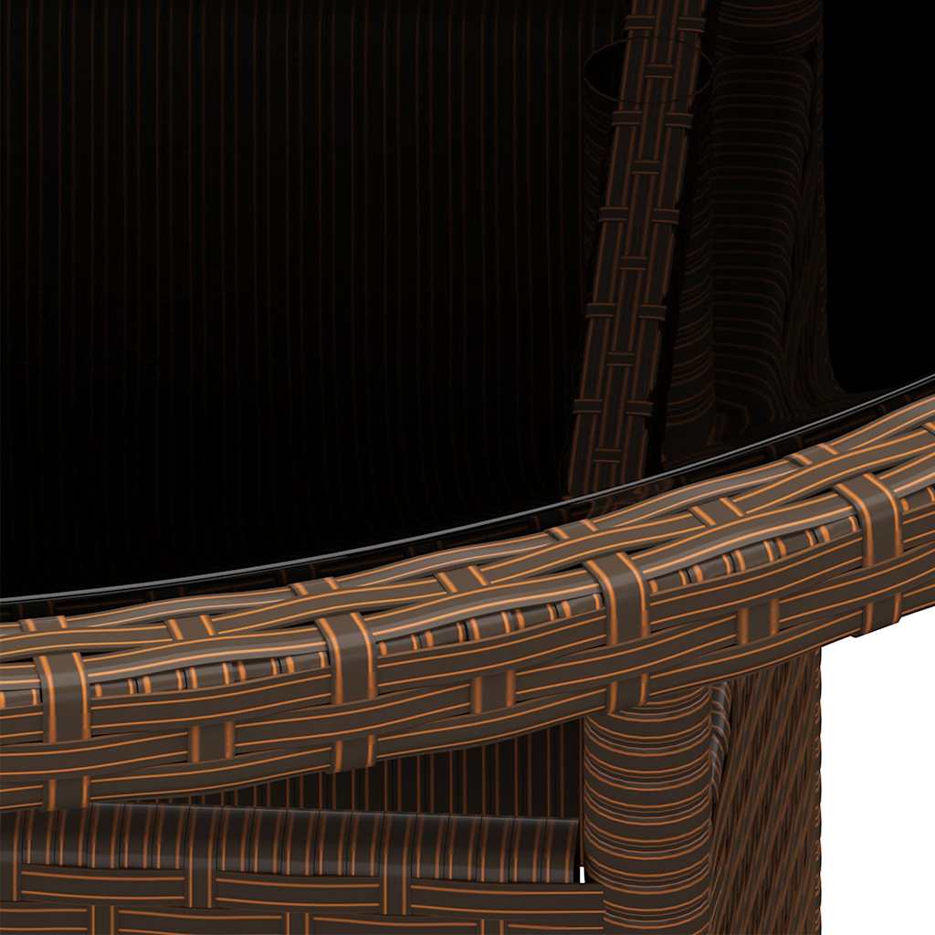 vidaXL Garden Table Ø80x75 cm Tempered Glass and Poly Rattan Black