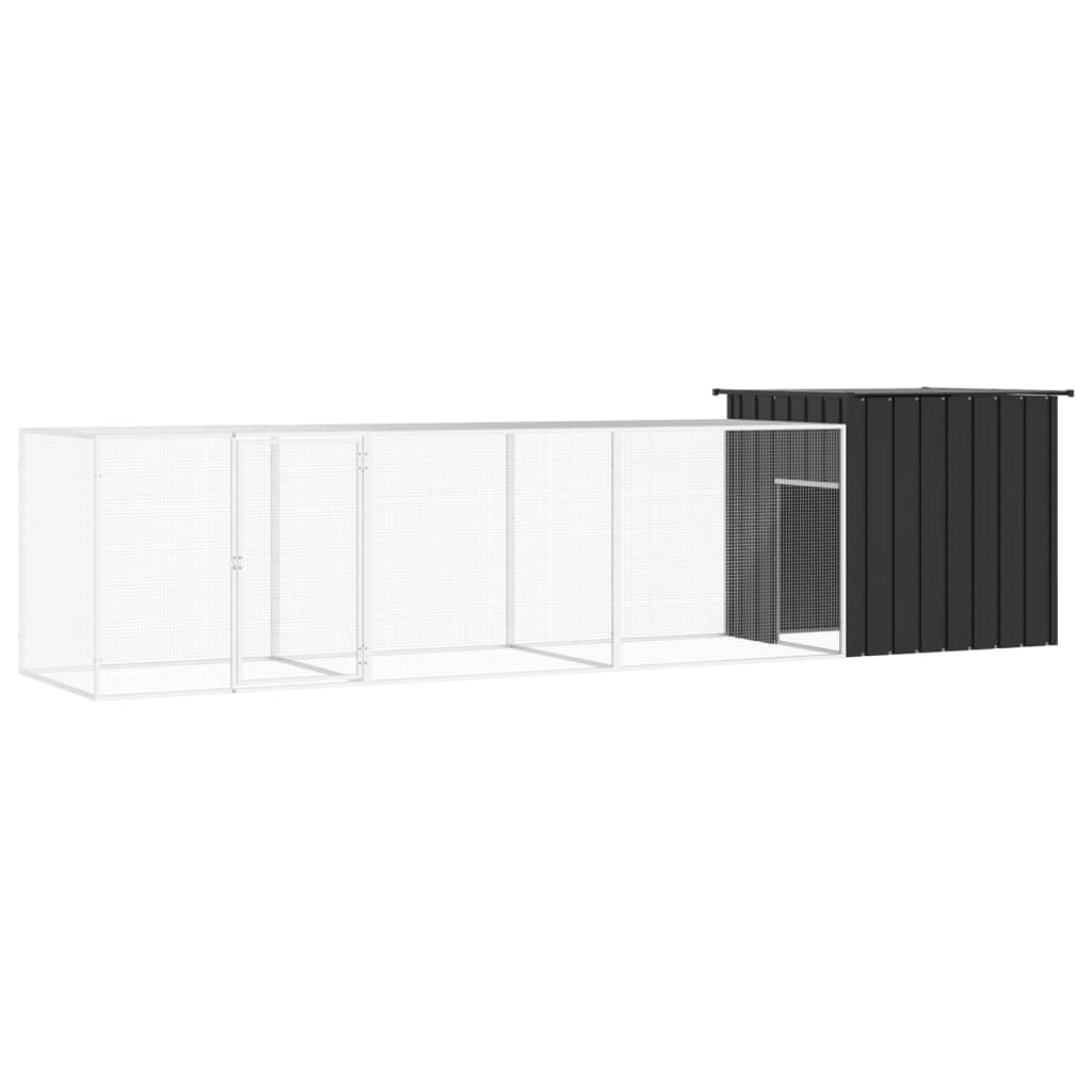 vidaXL Chicken Coop 200x91x100 cm Galvanized Steel Anthracite