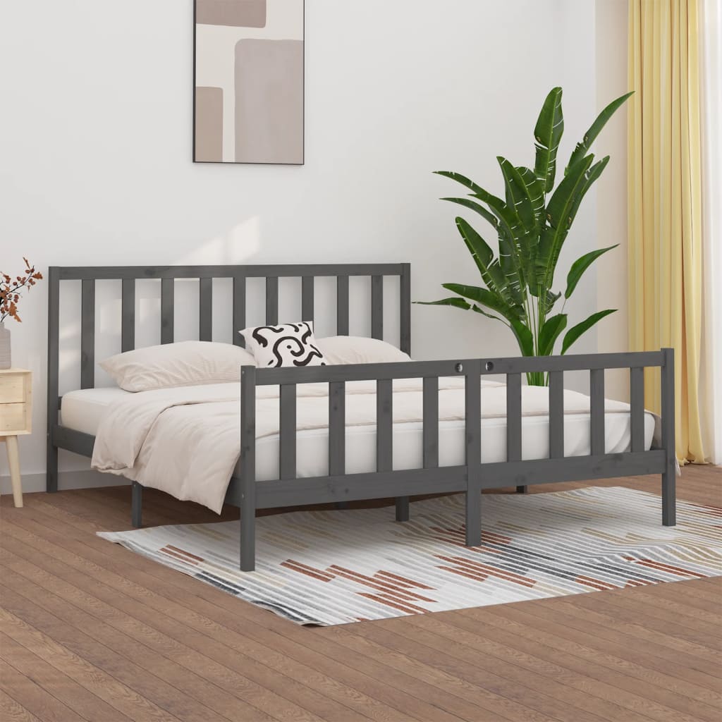 vidaXL Bed Frame Solid Wood Black 180x200 cm