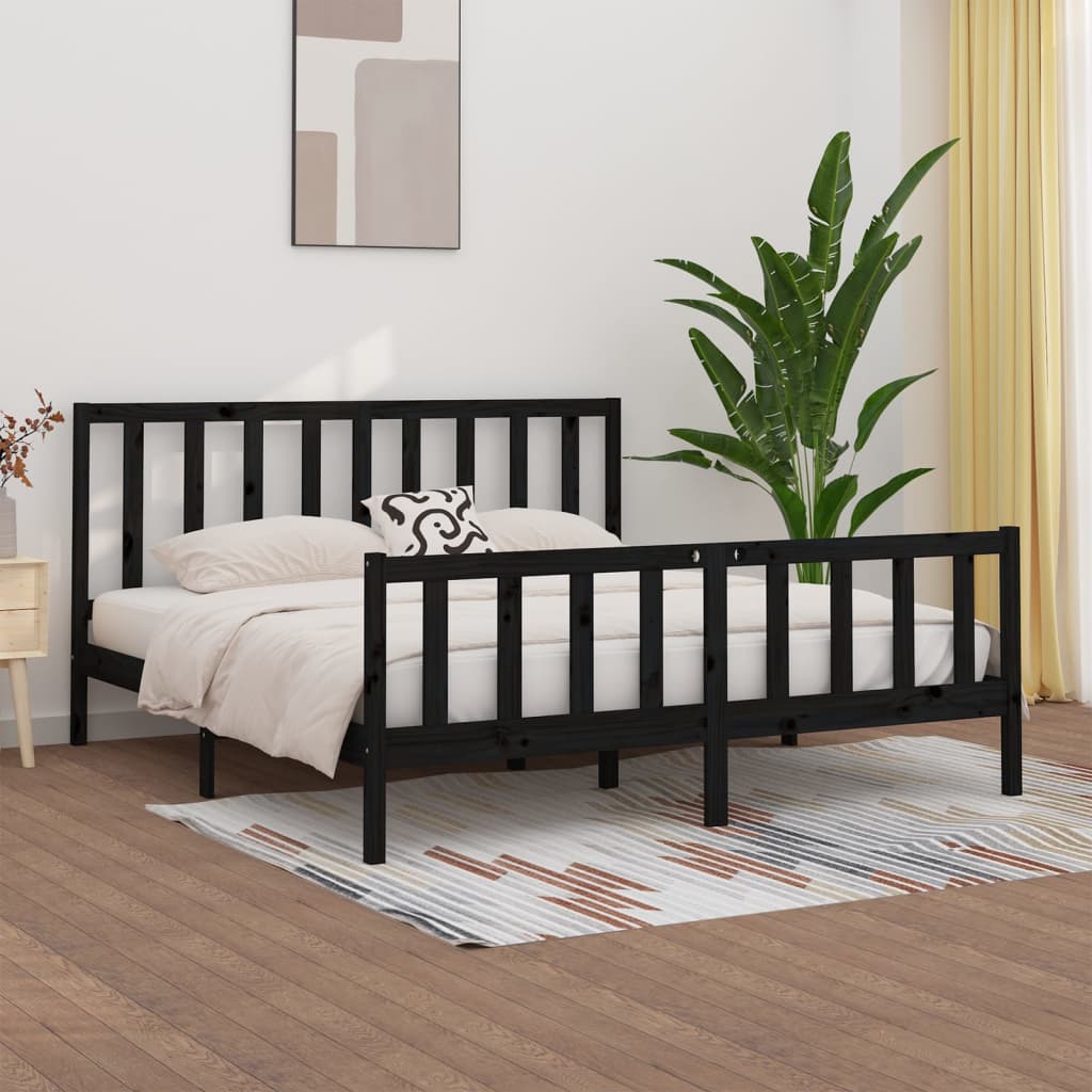 vidaXL Bed Frame Solid Wood Black 180x200 cm