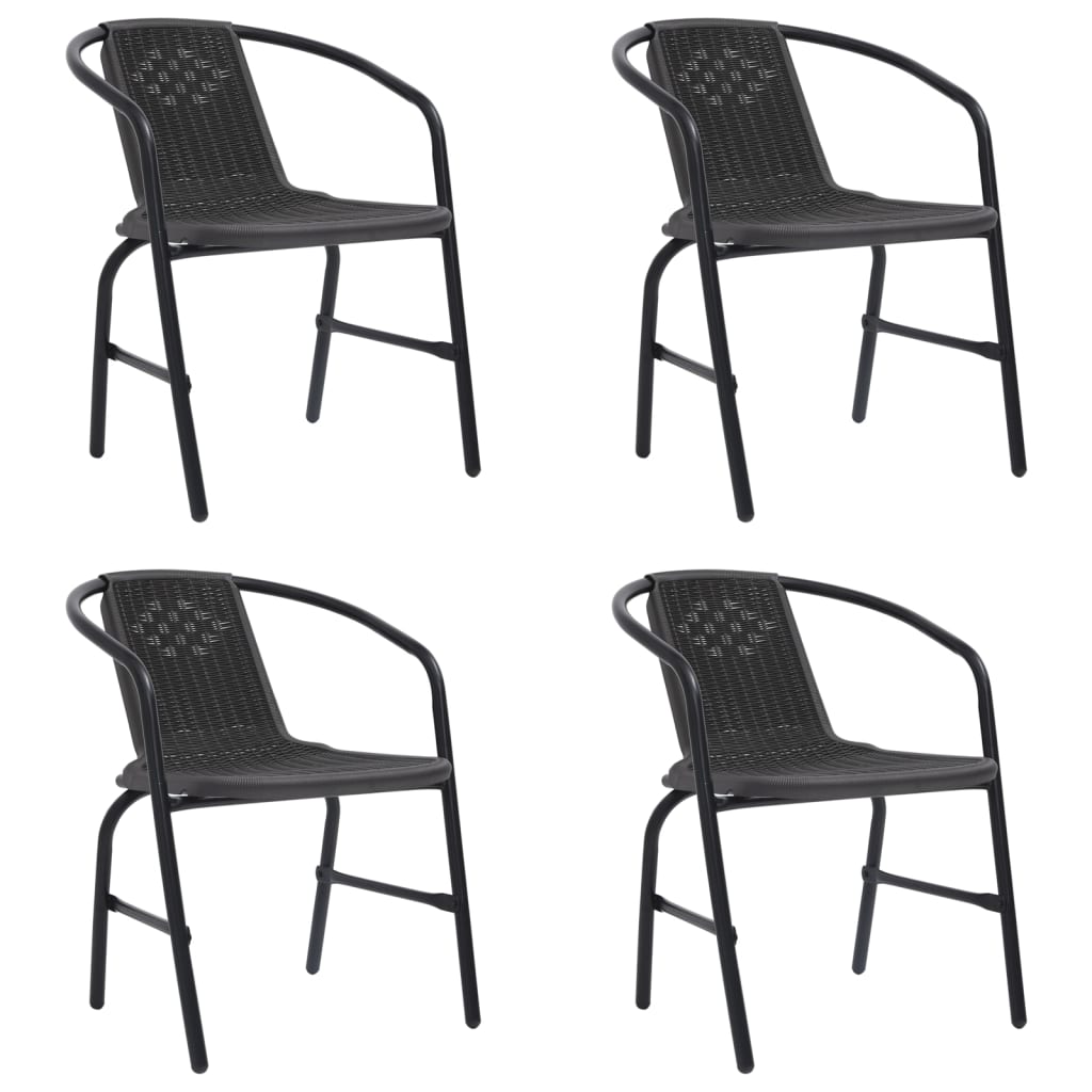 vidaXL Garden Chairs 4 pcs 110 kg Plastic Rattan and Steel