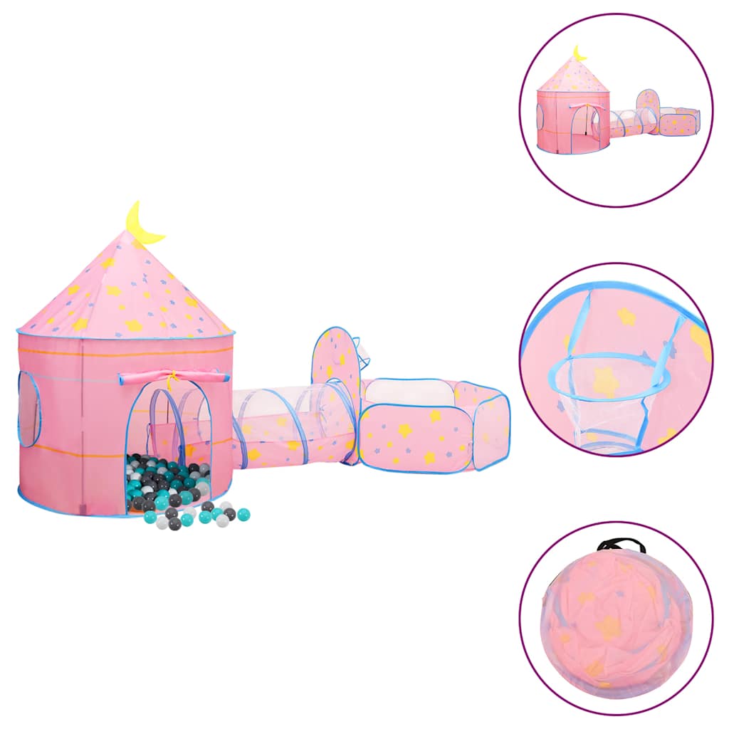 vidaXL Kinderspeeltent met 250 ballen 301x120x128 cm roze