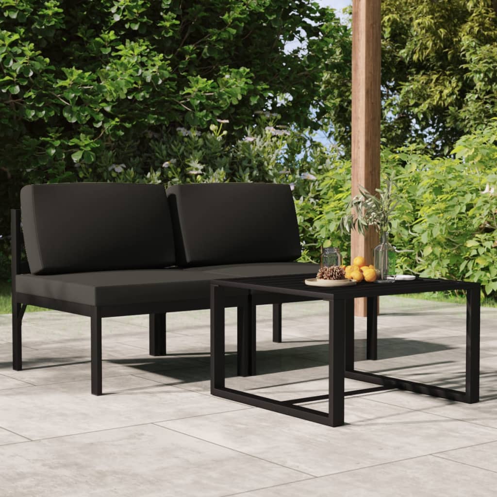 vidaXL 4-delige Loungeset met kussens aluminium antracietkleurig