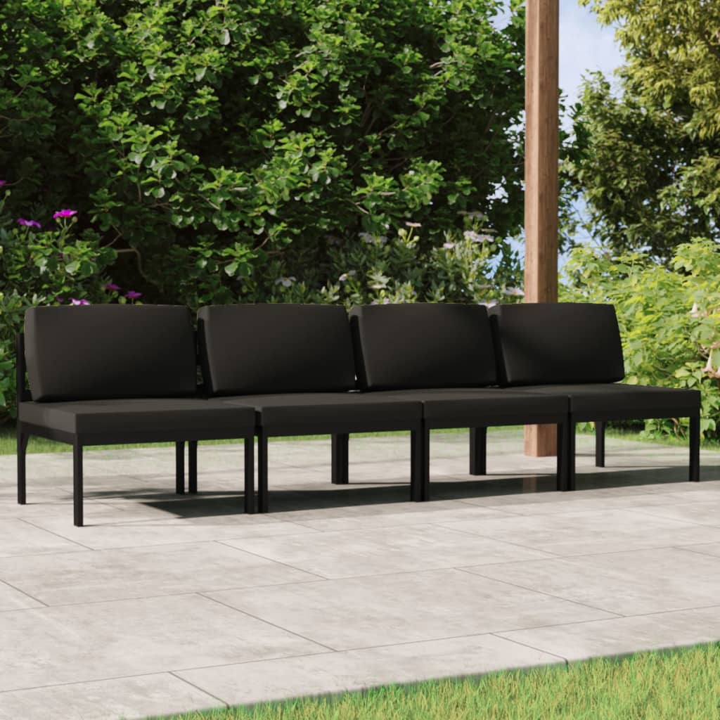 vidaXL 4-delige Loungeset met kussens aluminium antracietkleurig