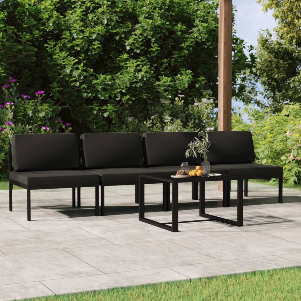 vidaXL 4-delige Loungeset met kussens aluminium antracietkleurig