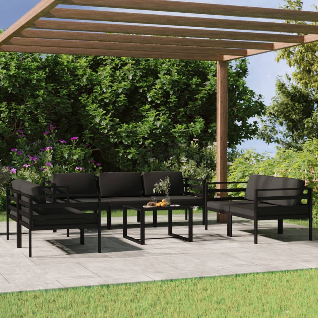 vidaXL 4-delige Loungeset met kussens aluminium antracietkleurig