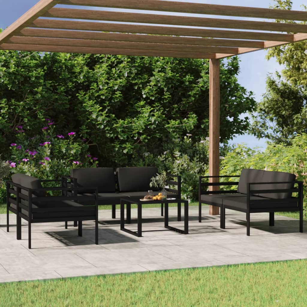 vidaXL 4-delige Loungeset met kussens aluminium antracietkleurig