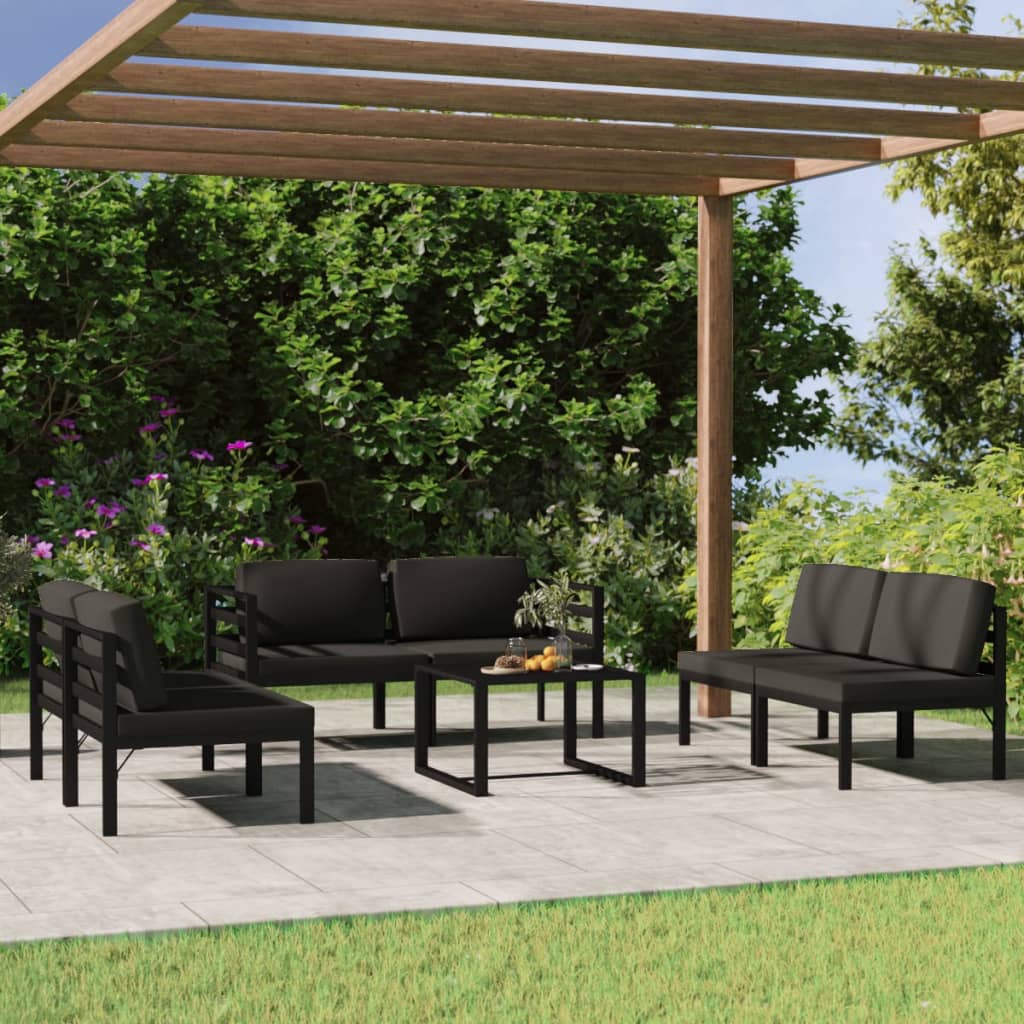 vidaXL 4-delige Loungeset met kussens aluminium antracietkleurig