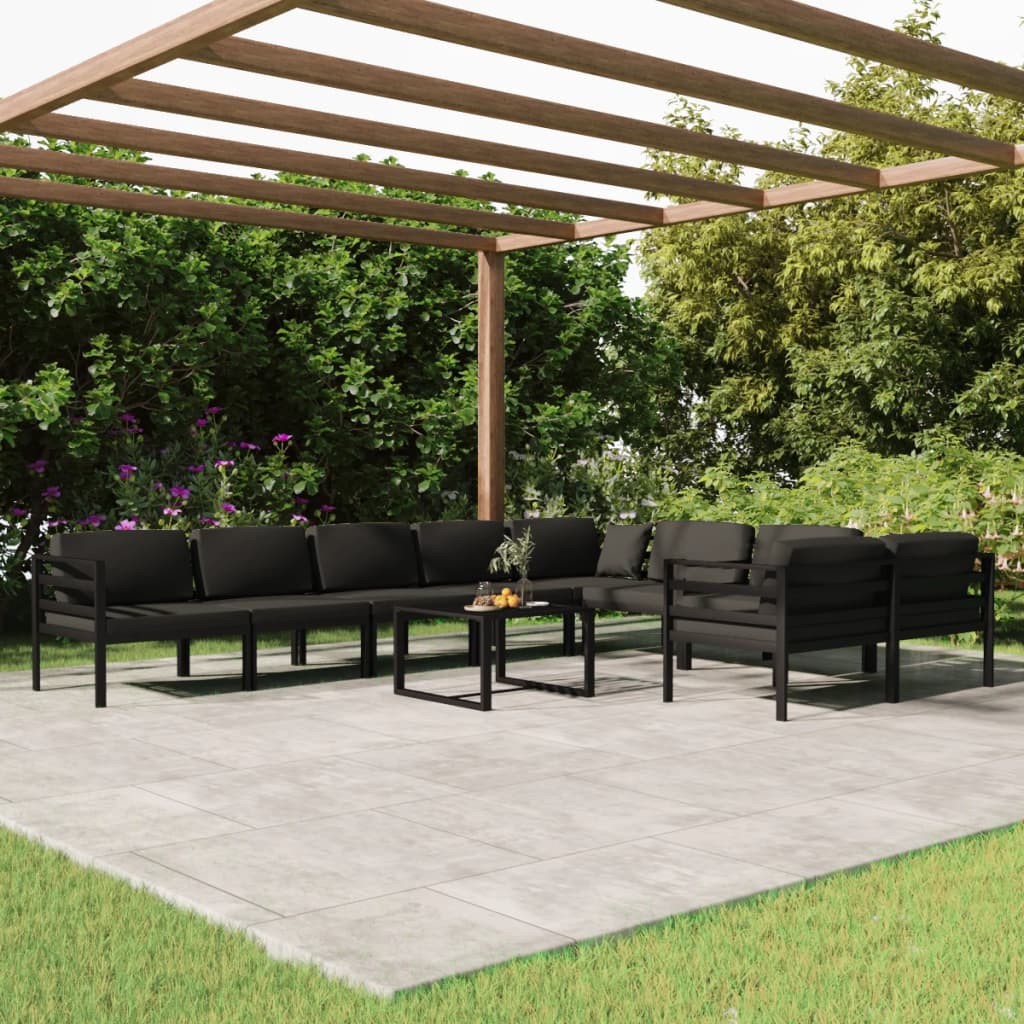 vidaXL 8-delige Loungeset met kussens aluminium antracietkleurig