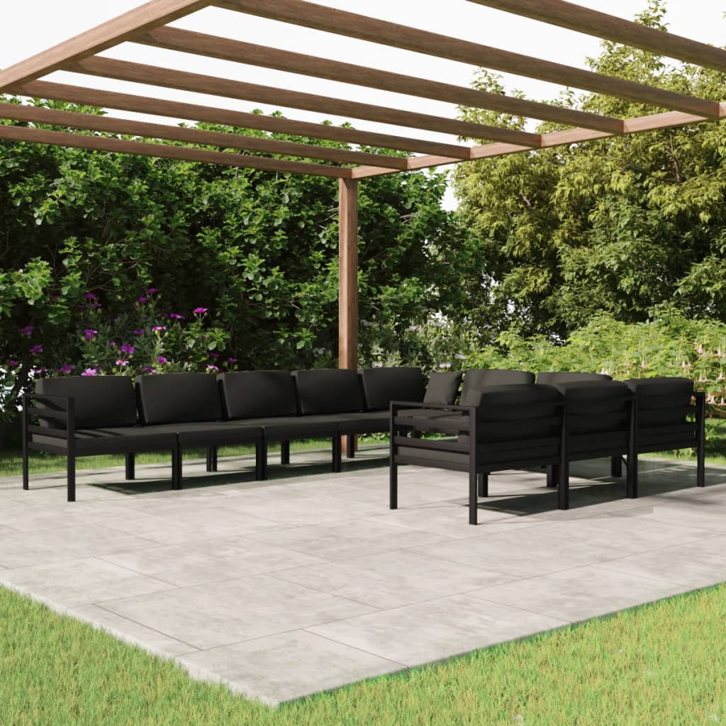 vidaXL 8-delige Loungeset met kussens aluminium antracietkleurig