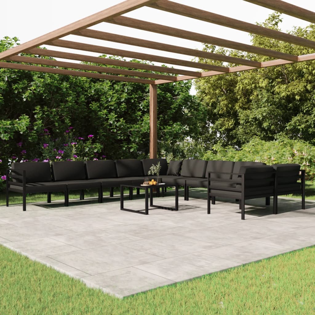 vidaXL 8-delige Loungeset met kussens aluminium antracietkleurig