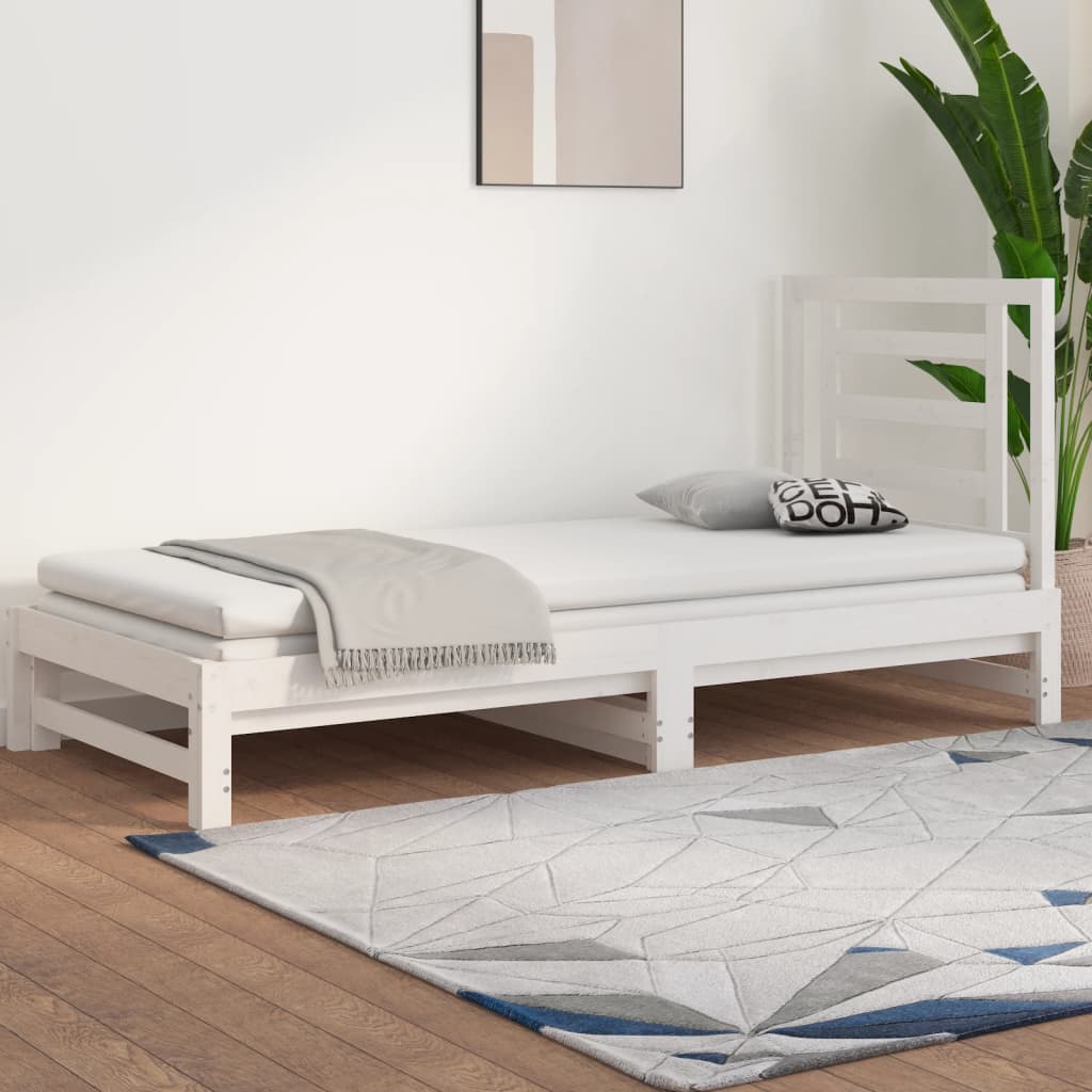 vidaXL Slaapbank uitschuifbaar 2x(90x200) cm massief grenenhout