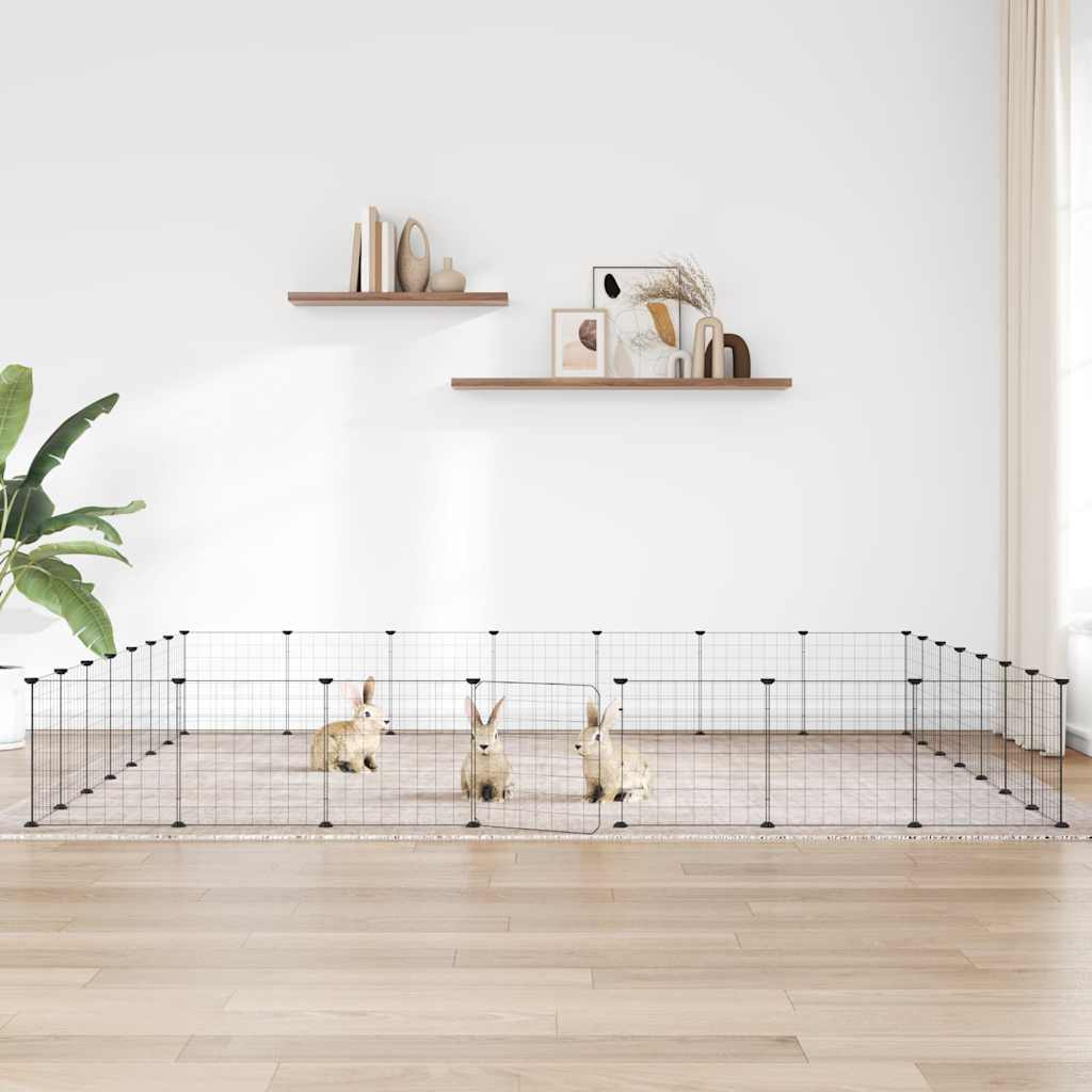 vidaXL Pet Playpen with 8 Panels, Black, 35x35 cm, Steel