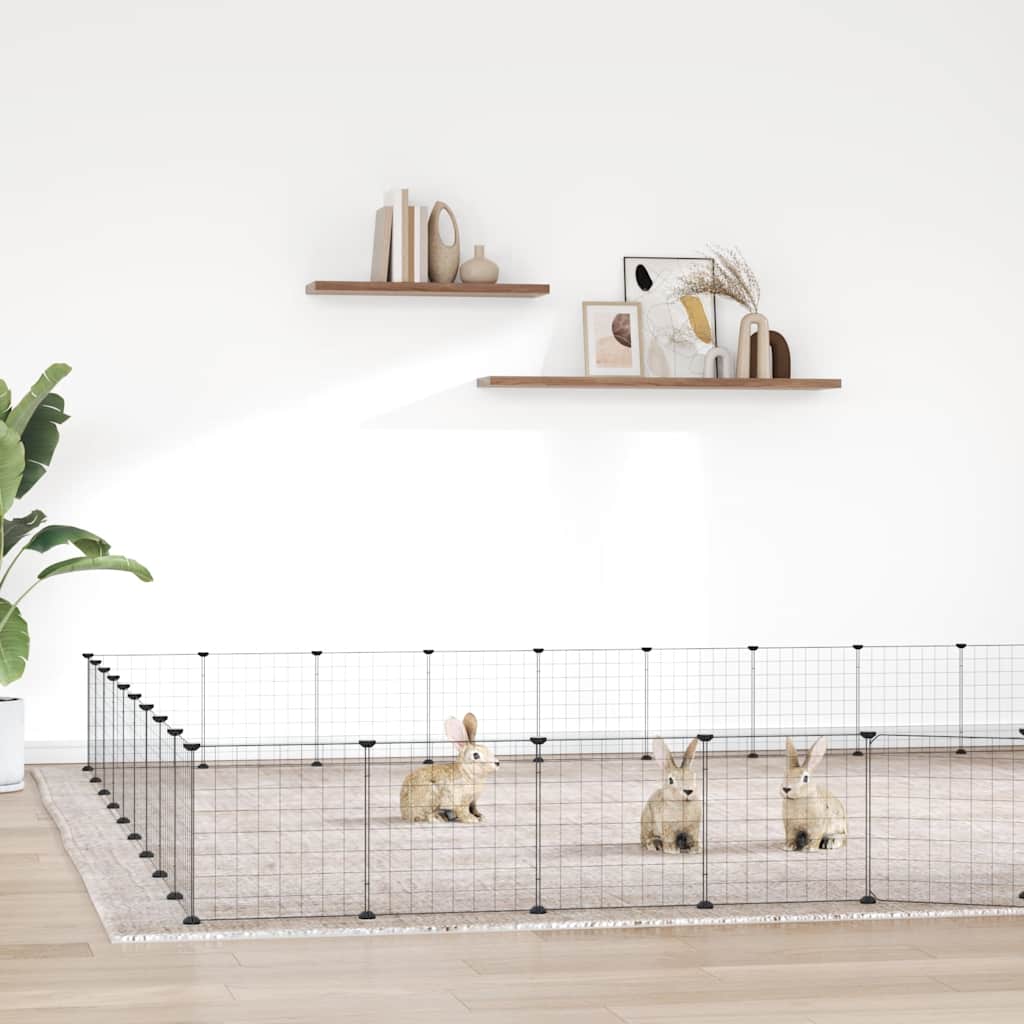 vidaXL Pet Playpen with 8 Panels, Black, 35x35 cm, Steel