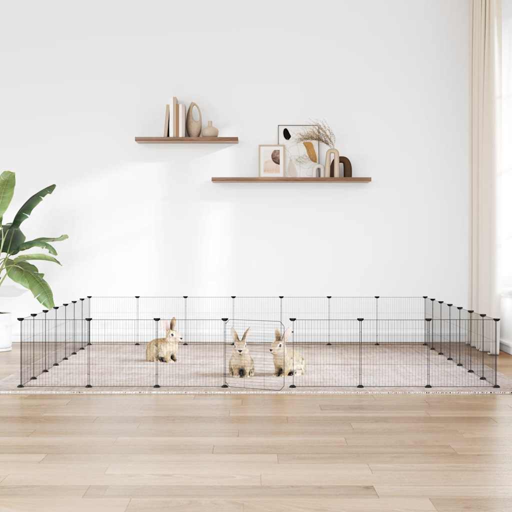 vidaXL Pet Playpen with 8 Panels, Black, 35x35 cm, Steel