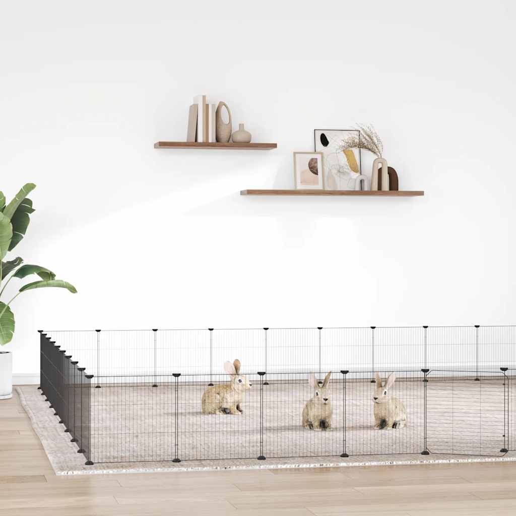 vidaXL Pet Playpen with 8 Panels, Black, 35x35 cm, Steel