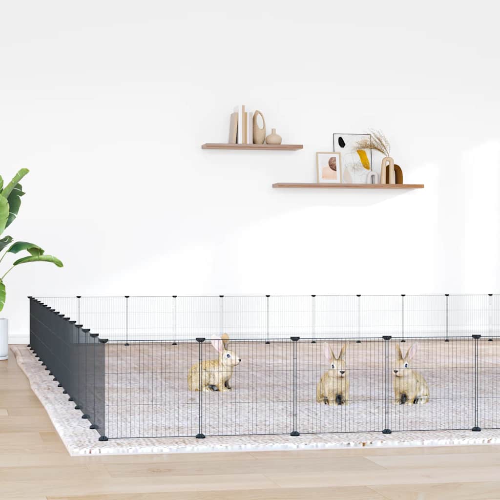 vidaXL Pet Playpen with 8 Panels, Black, 35x35 cm, Steel