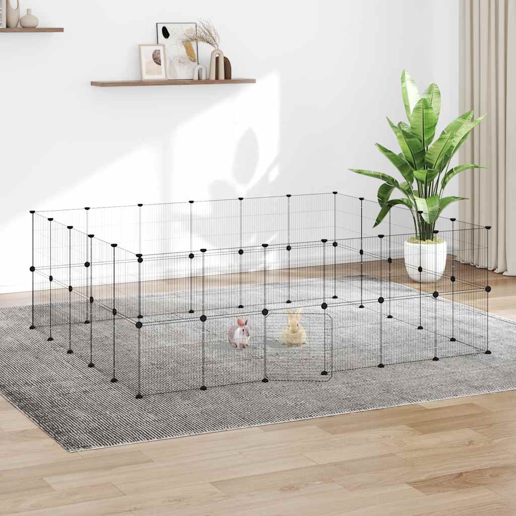 vidaXL Huisdierenkooi met 8 panelen 35x35 cm staal zwart