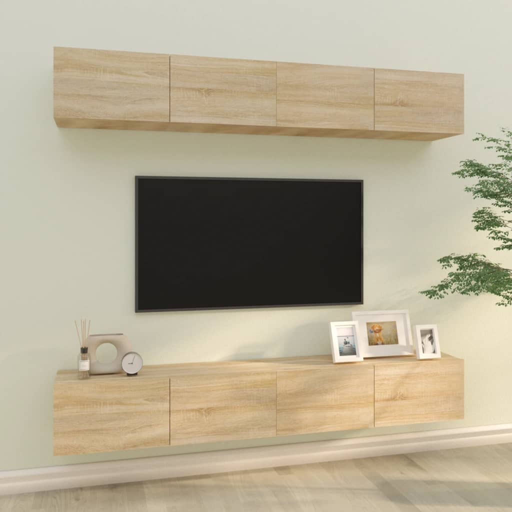 vidaXL Tv-meubels 4 st 80x30x30 cm bewerkt hout wit