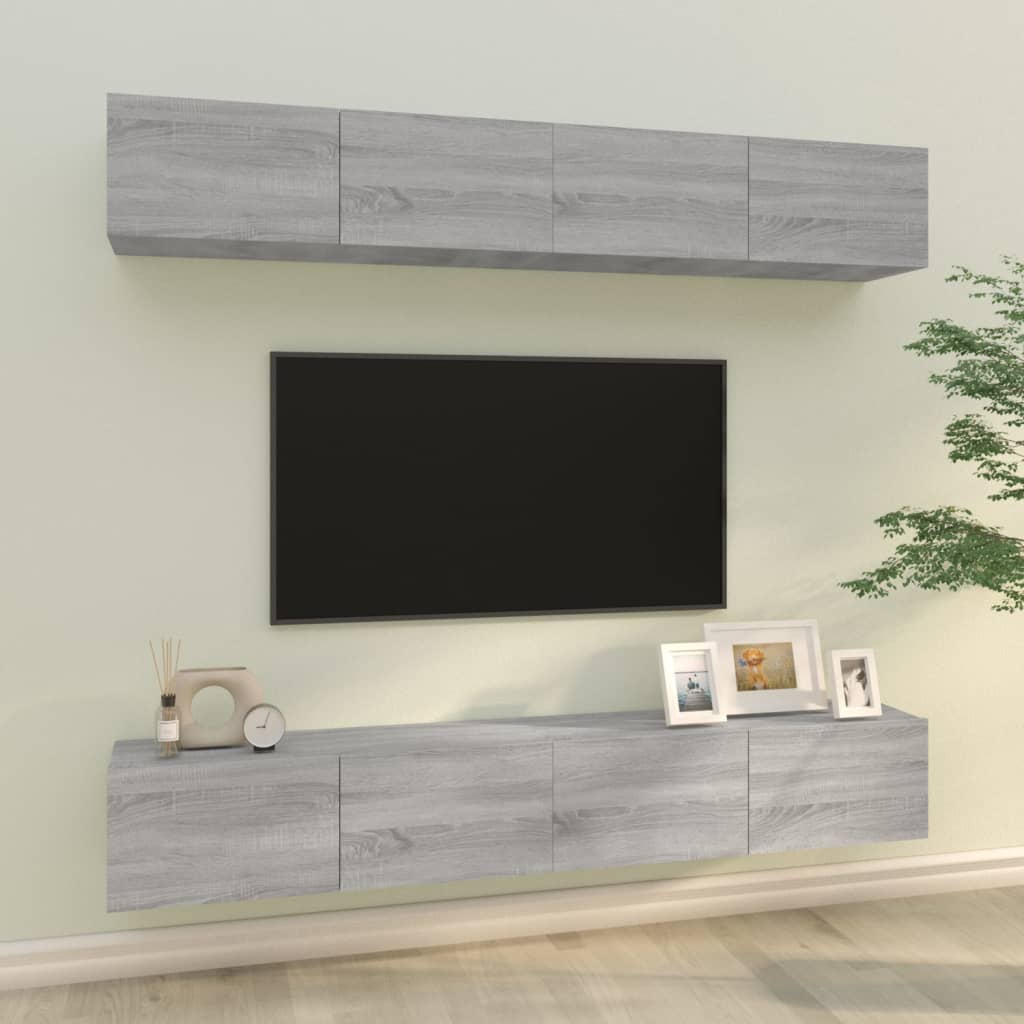 vidaXL Tv-meubels 4 st 80x30x30 cm bewerkt hout wit