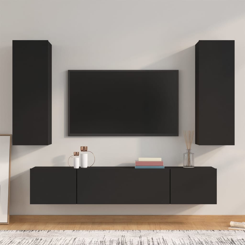 vidaXL 4-delige Tv-meubelset bewerkt hout wit