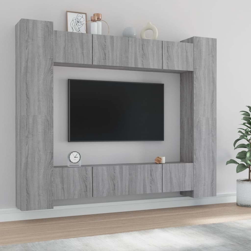 vidaXL 8-delige Tv-meubelset bewerkt hout wit