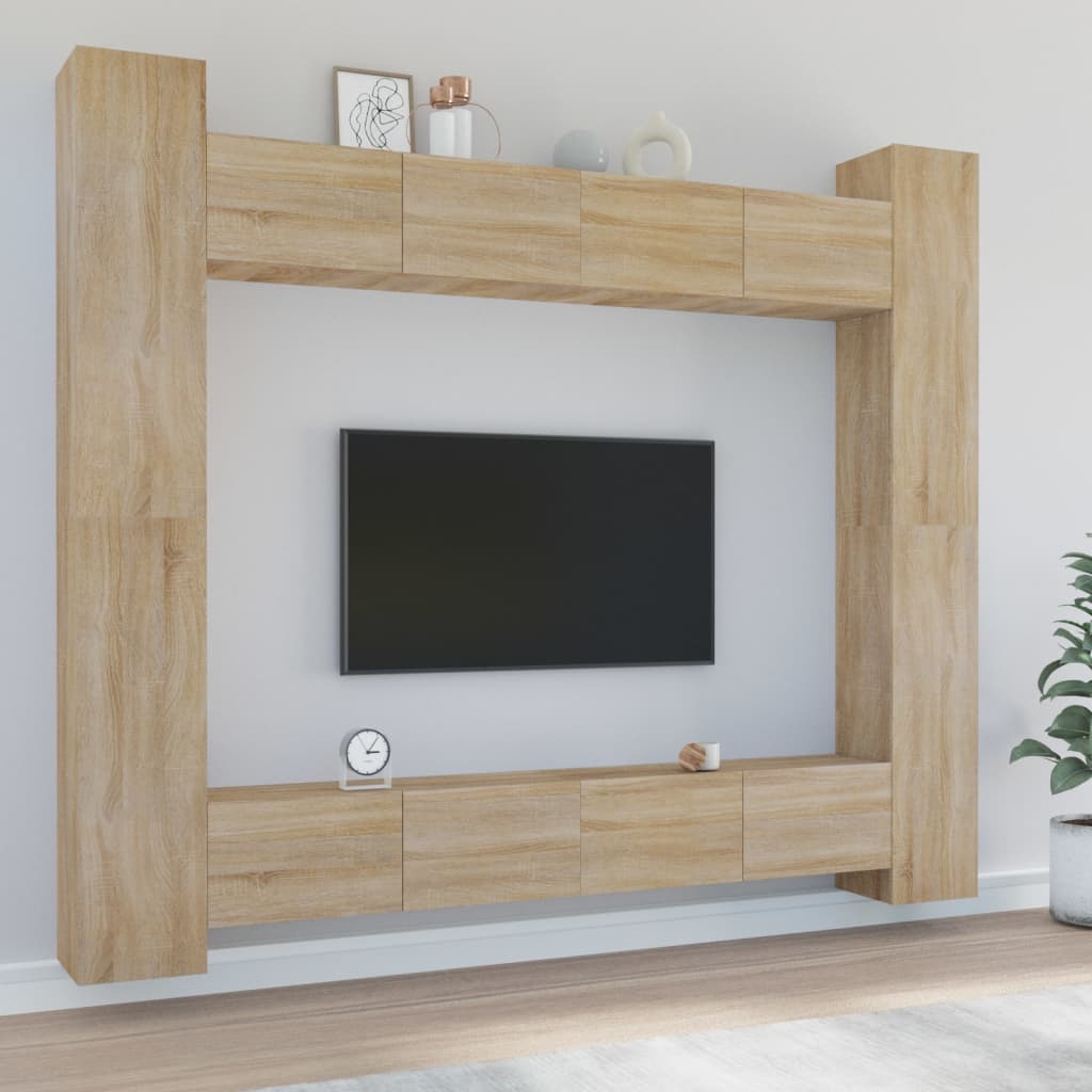 vidaXL 8-delige Tv-meubelset bewerkt hout wit