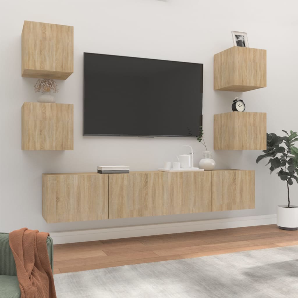 vidaXL 6-Piece TV Cabinet Set Engineered Wood White