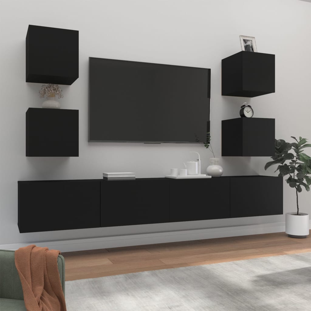 vidaXL 6-Piece TV Cabinet Set Engineered Wood White