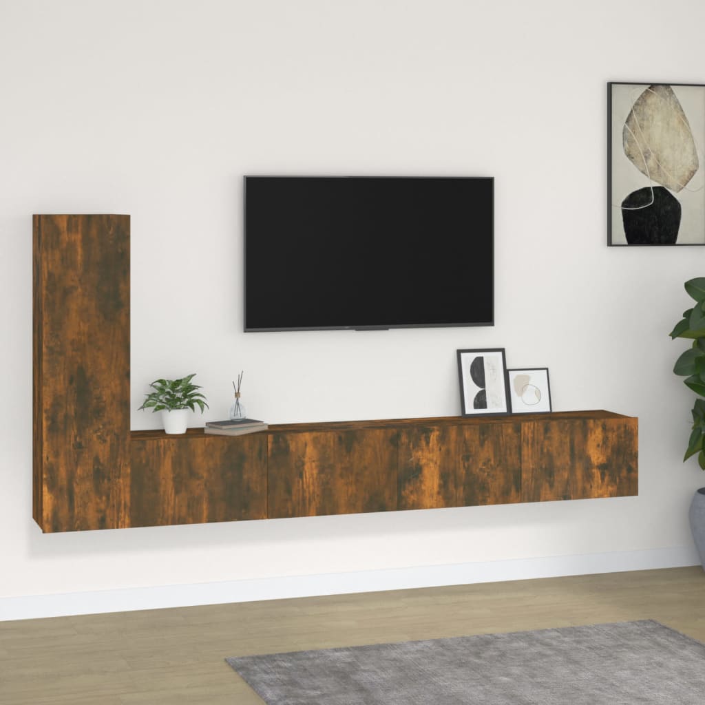 vidaXL 4-delige Tv-meubelset bewerkt hout wit