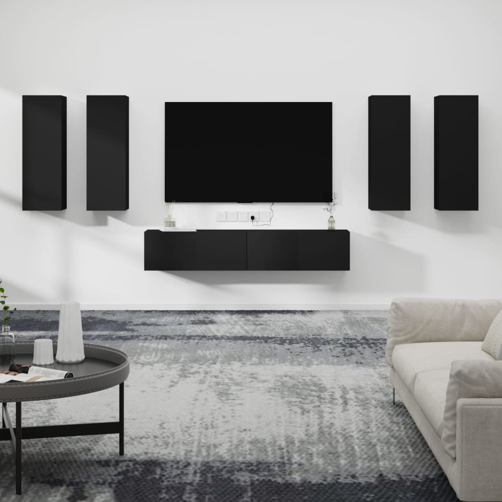 vidaXL 6-delige Tv-meubelset bewerkt hout wit