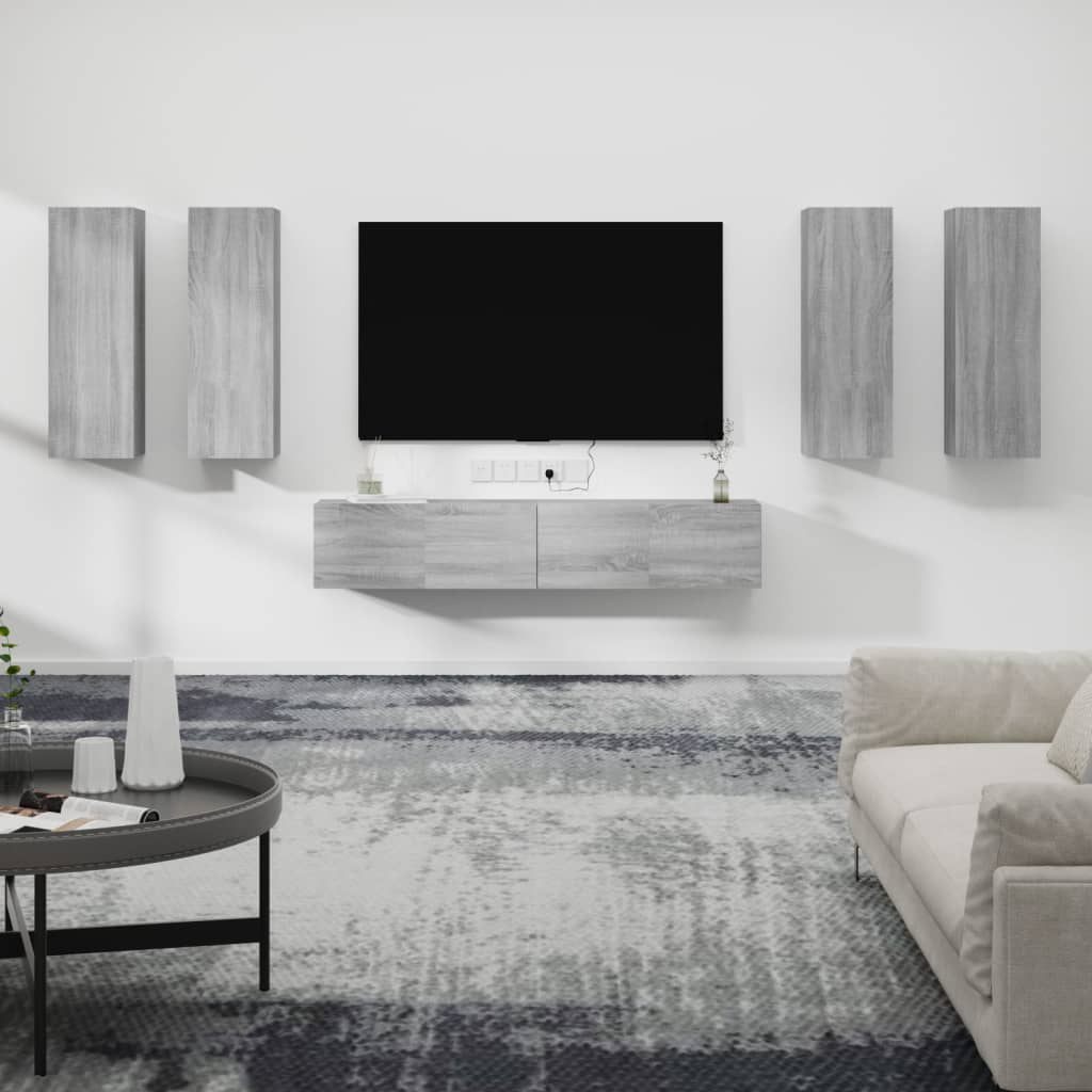vidaXL 6-delige Tv-meubelset bewerkt hout wit