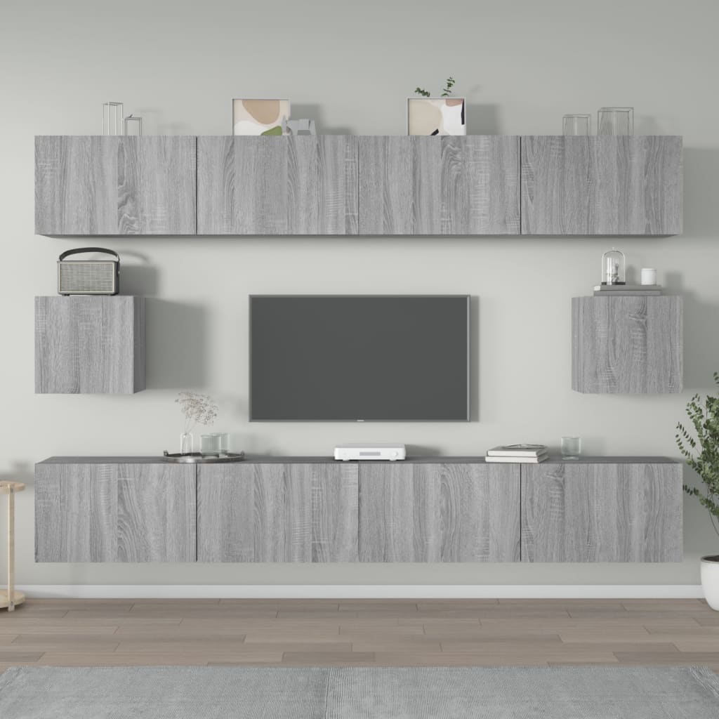 vidaXL 6-delige Tv-meubelset bewerkt hout wit