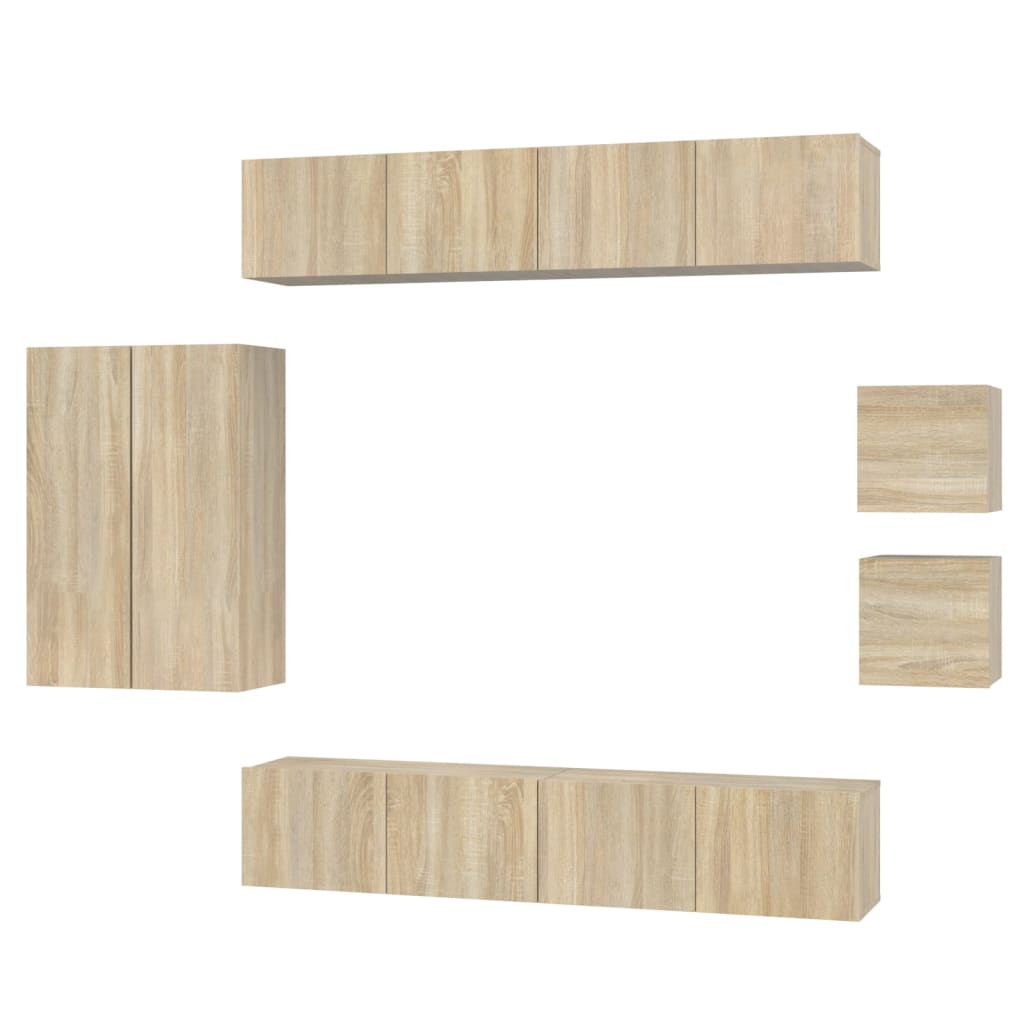 vidaXL 8-delige Tv-meubelset bewerkt hout wit
