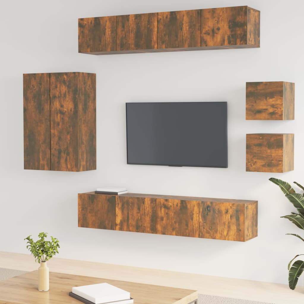 vidaXL 8-delige Tv-meubelset bewerkt hout wit