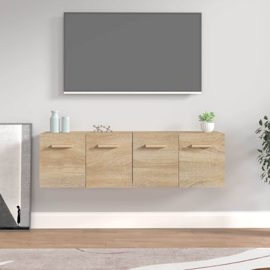 vidaXL Wandkasten 2 st 60x36,5x35 cm bewerkt hout gerookt eikenkleurig