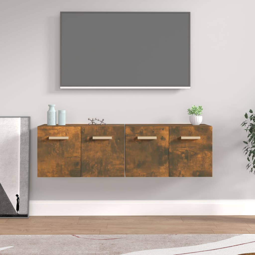 vidaXL Wandkasten 2 st 60x36,5x35 cm bewerkt hout gerookt eikenkleurig