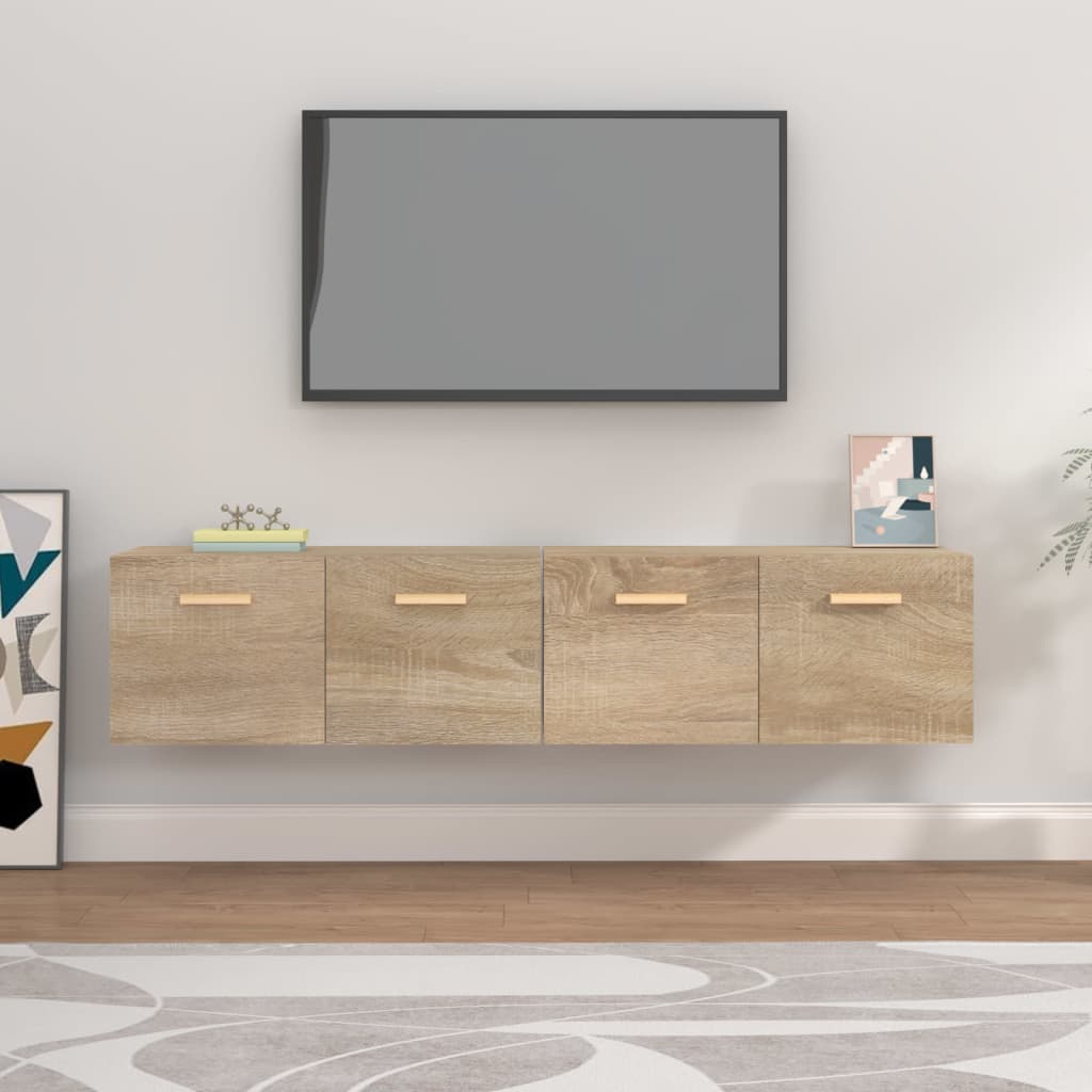 vidaXL Wandkasten 2 st 60x36,5x35 cm bewerkt hout gerookt eikenkleurig