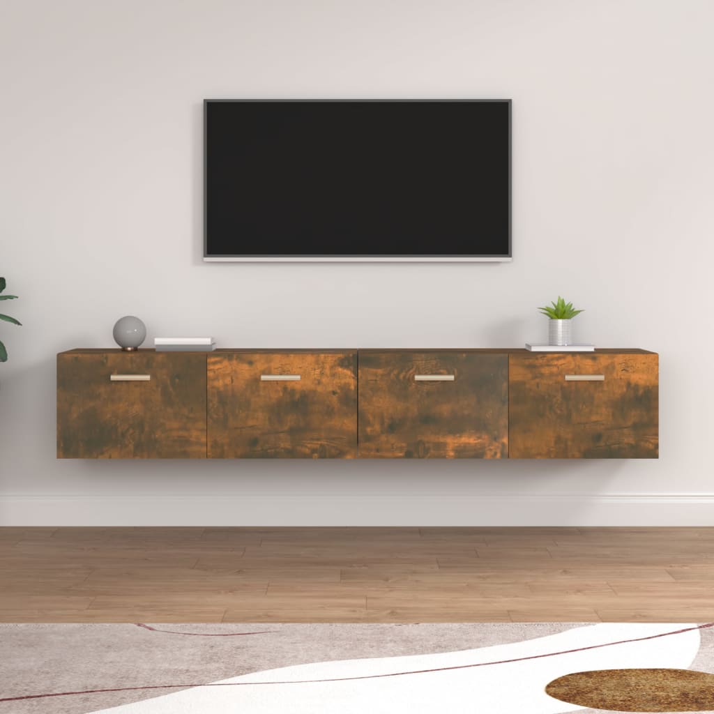 vidaXL Wandkasten 2 st 60x36,5x35 cm bewerkt hout gerookt eikenkleurig