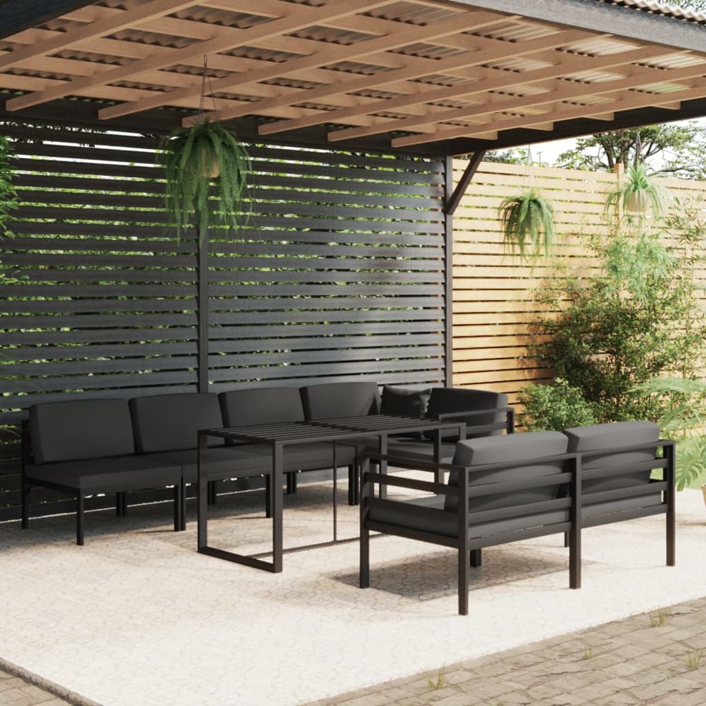 vidaXL 6-delige Loungeset met kussens aluminium antracietkleurig
