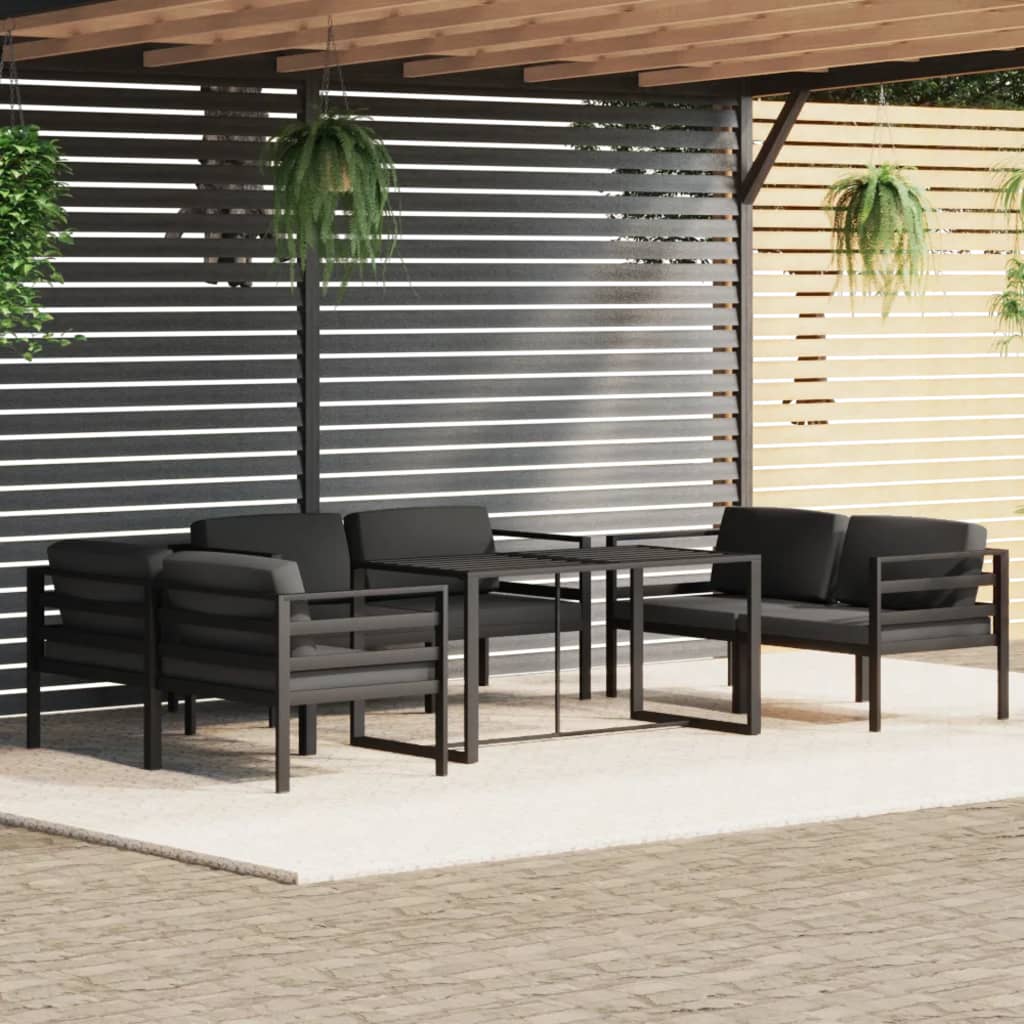 vidaXL 6-delige Loungeset met kussens aluminium antracietkleurig
