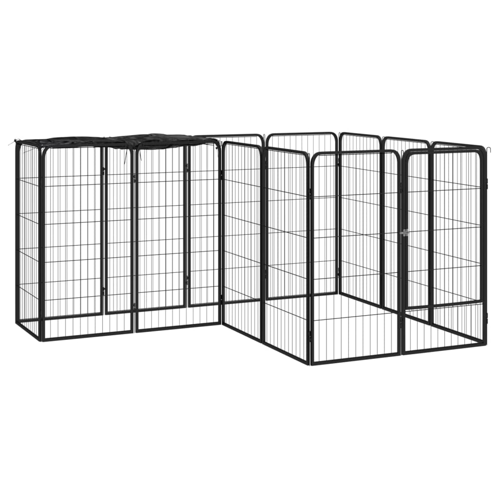 vidaXL Dog Kennel 6 Panels 50 x 100 cm Powder-Coated Steel Black