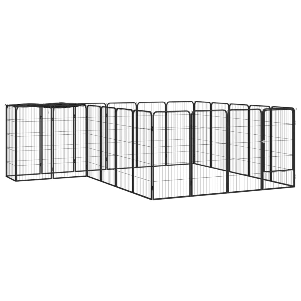 vidaXL Dog Kennel 6 Panels 50 x 100 cm Powder-Coated Steel Black
