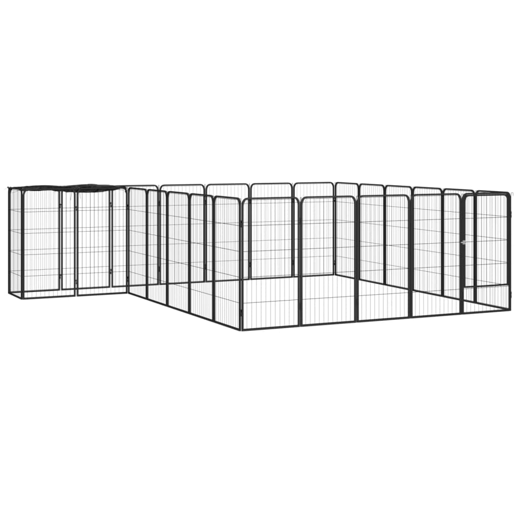 vidaXL Dog Kennel 6 Panels 50 x 100 cm Powder-Coated Steel Black
