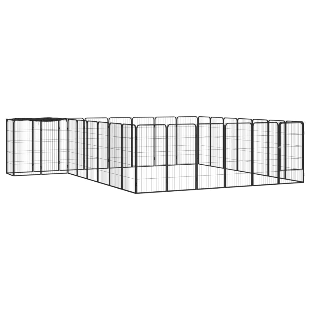 vidaXL Dog Kennel 6 Panels 50 x 100 cm Powder-Coated Steel Black