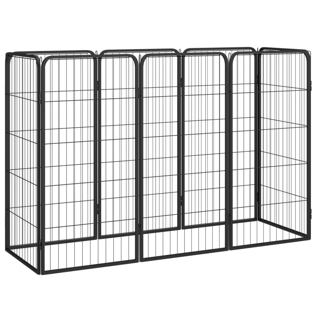 vidaXL Dog Kennel 4 Panels 50x100 cm Powder-Coated Steel Black