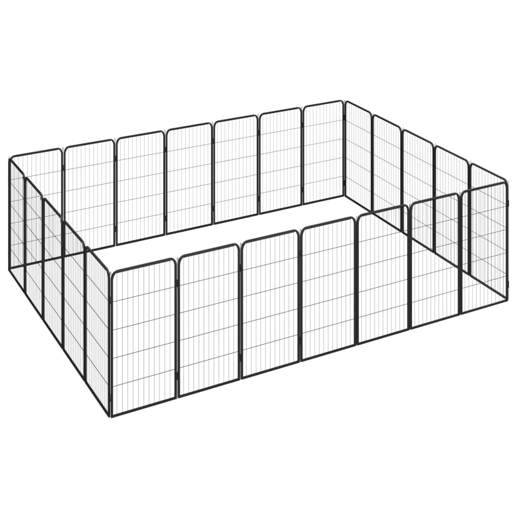 vidaXL Dog Kennel 4 Panels 50x100 cm Powder-Coated Steel Black