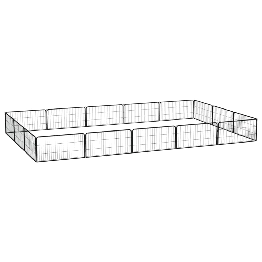 vidaXL Hondenkennel 4 panelen 100x50 cm gepoedercoat staal zwart