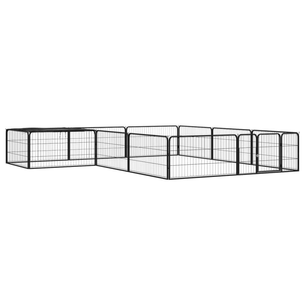 vidaXL Dog Kennel 4 Panels 100x50 cm Powder-Coated Steel Black